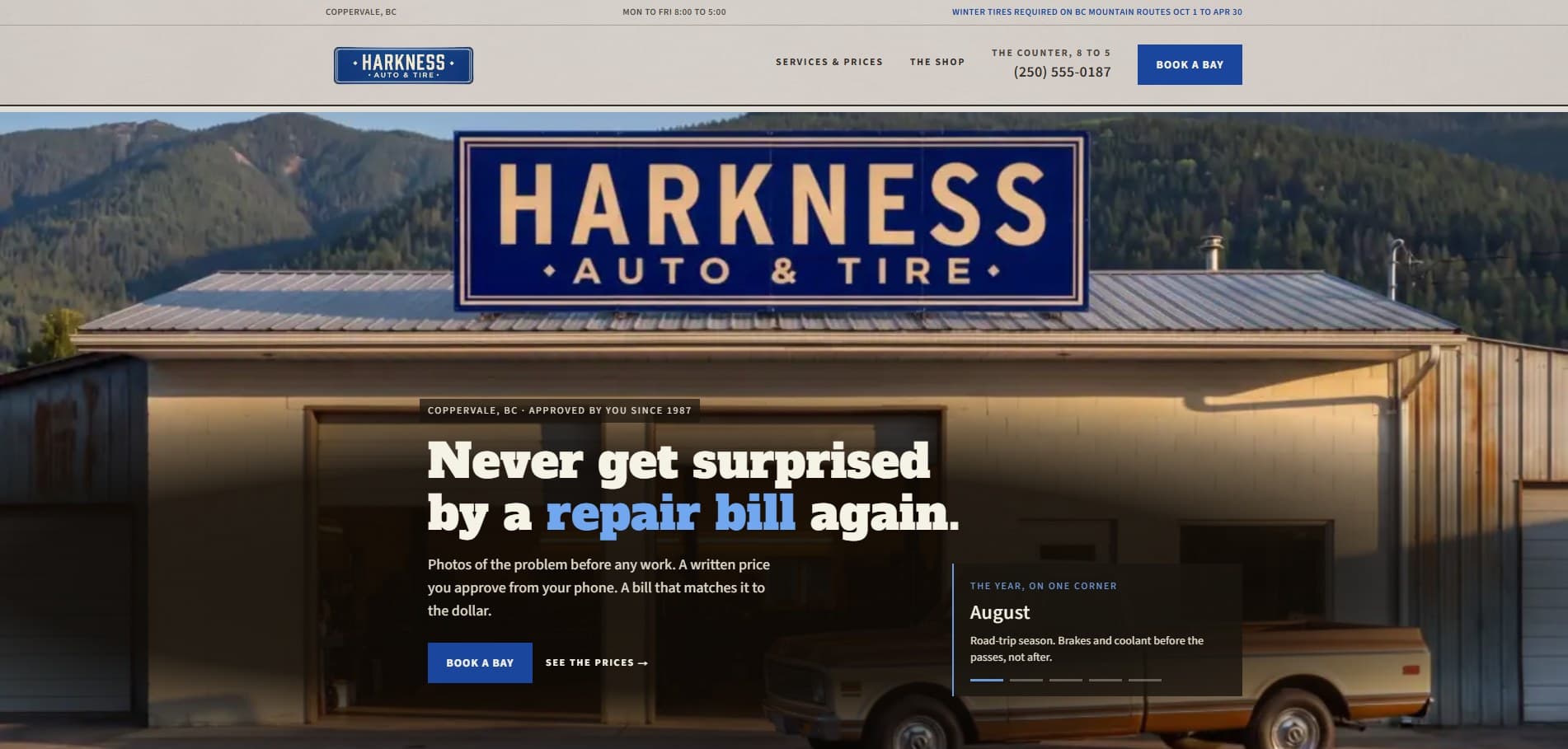 Harkness Auto & Tire website by Kootenay Made Digital