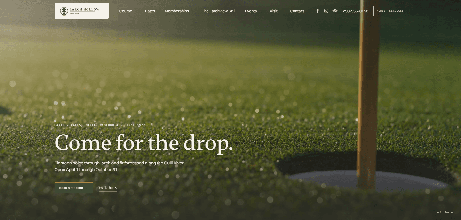 Larch Hollow Golf Club website build by Kootenay Made Digital