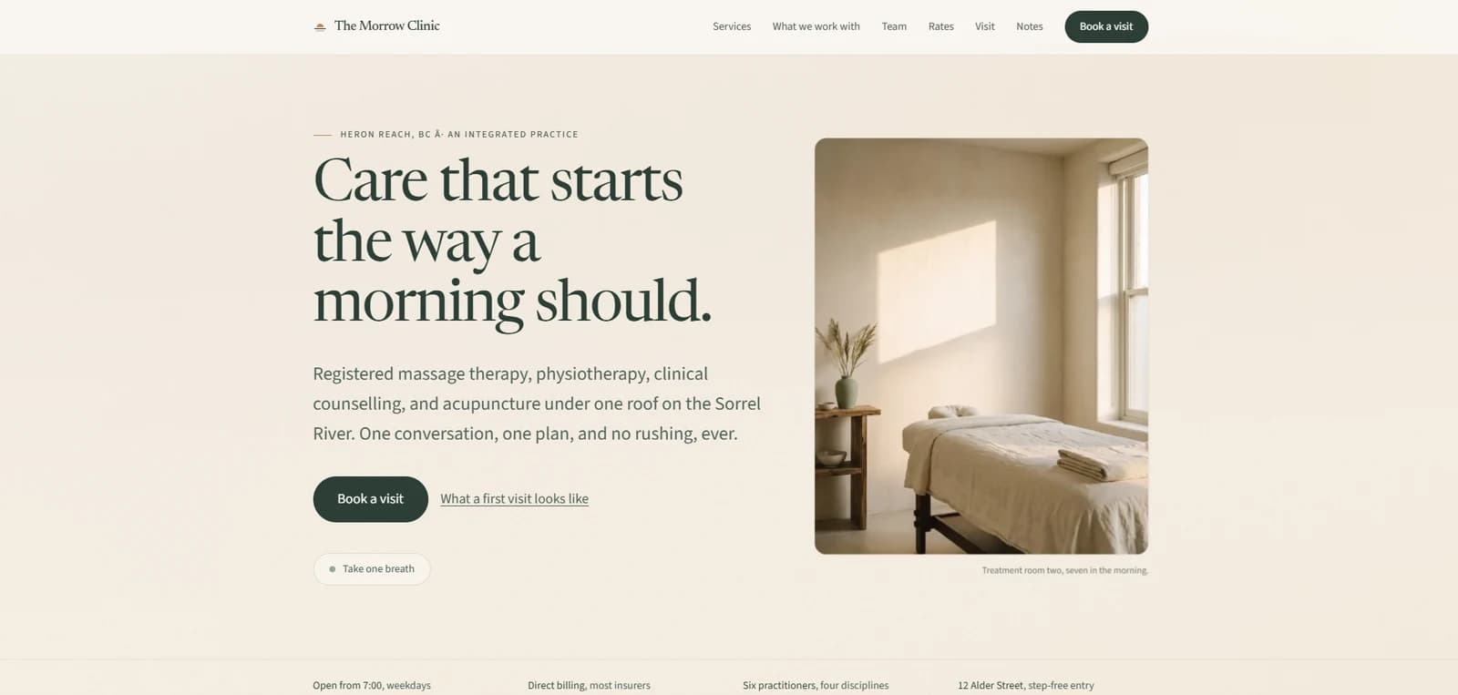 The Morrow Clinic website by Kootenay Made Digital